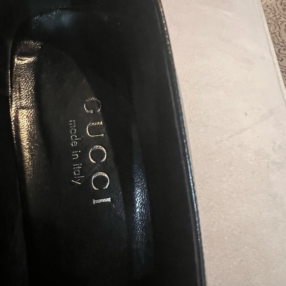 Hard to find, black squared toed GUCCI pumps.  Very nice.   Size 8.